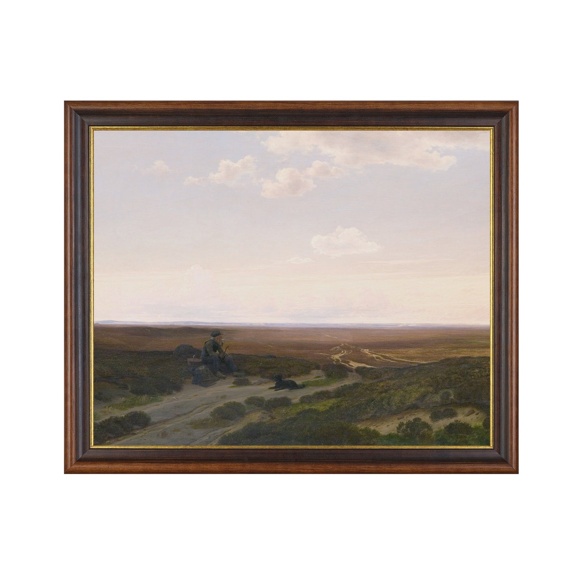 Lone Figure Resting On Vast Open Heathland Vintage Landscape Poster - Image 3