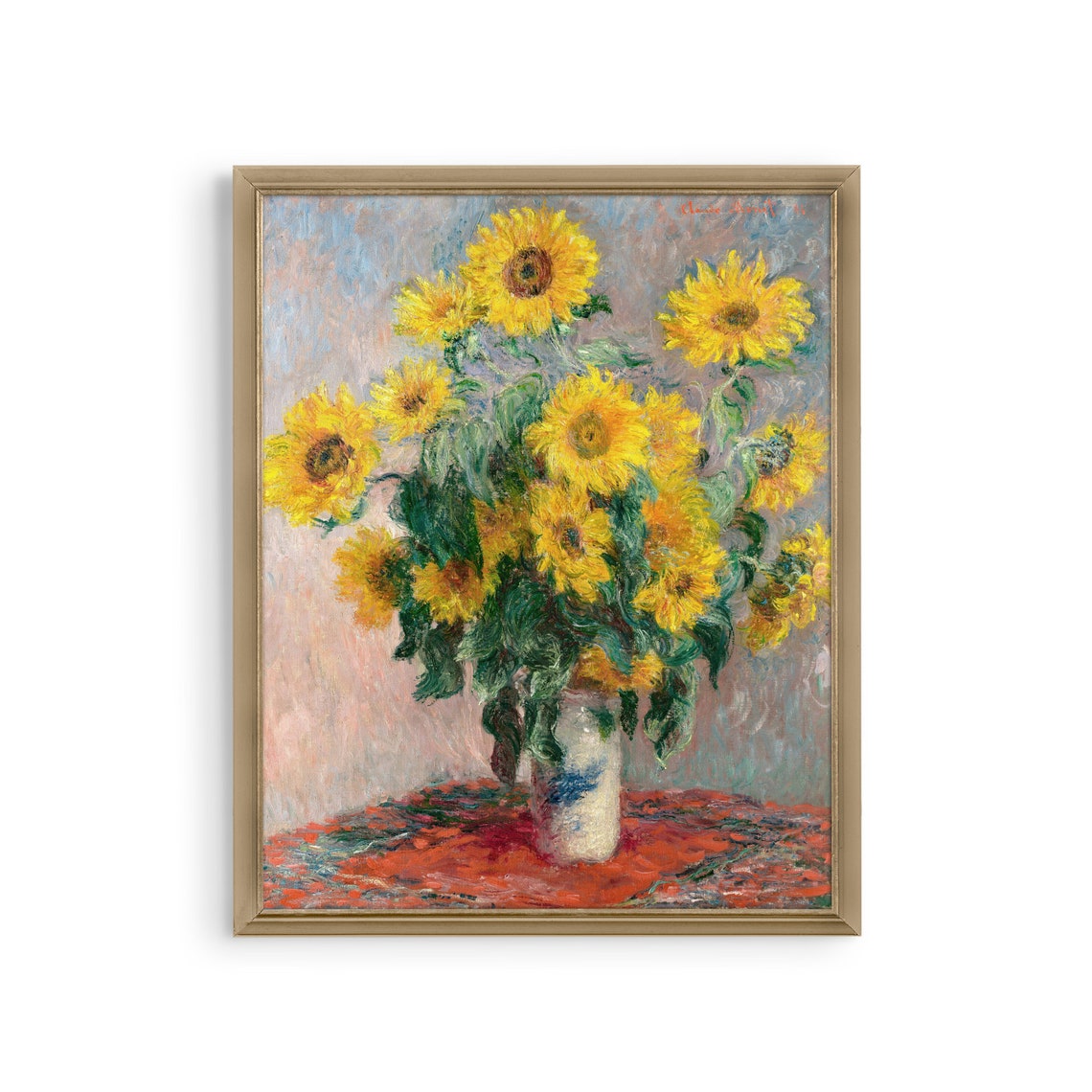 Sunflower Bouquet in a Vase Impressionist Floral Still Life Poster - Image 3