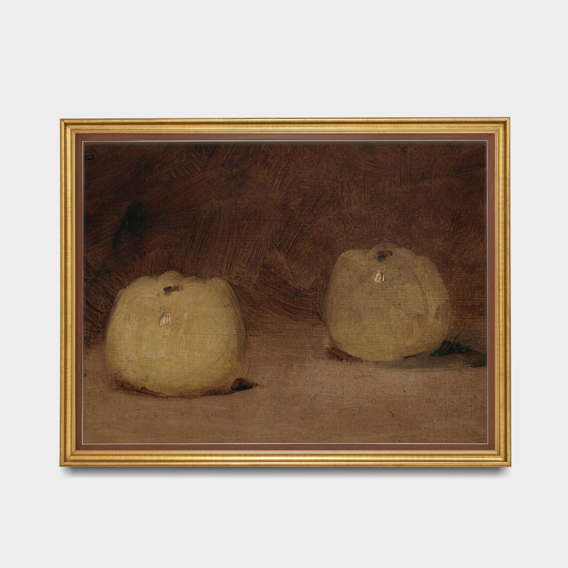 Two Pale Apples Minimalist Antique Still Life Oil Painting Poster - Image 2
