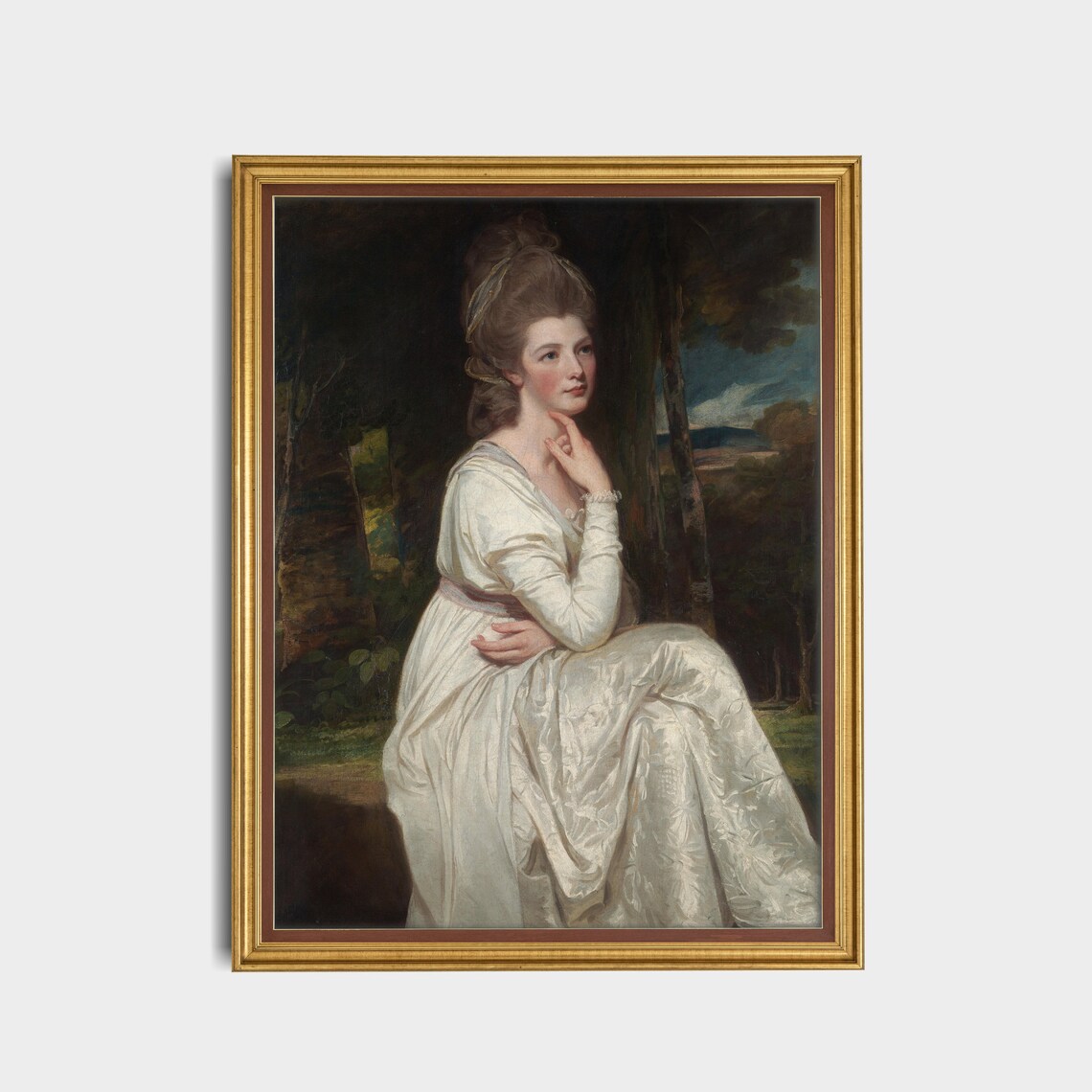 Lady in Flowing White at the Edge of a Dark Wood Portrait Poster - Image 4
