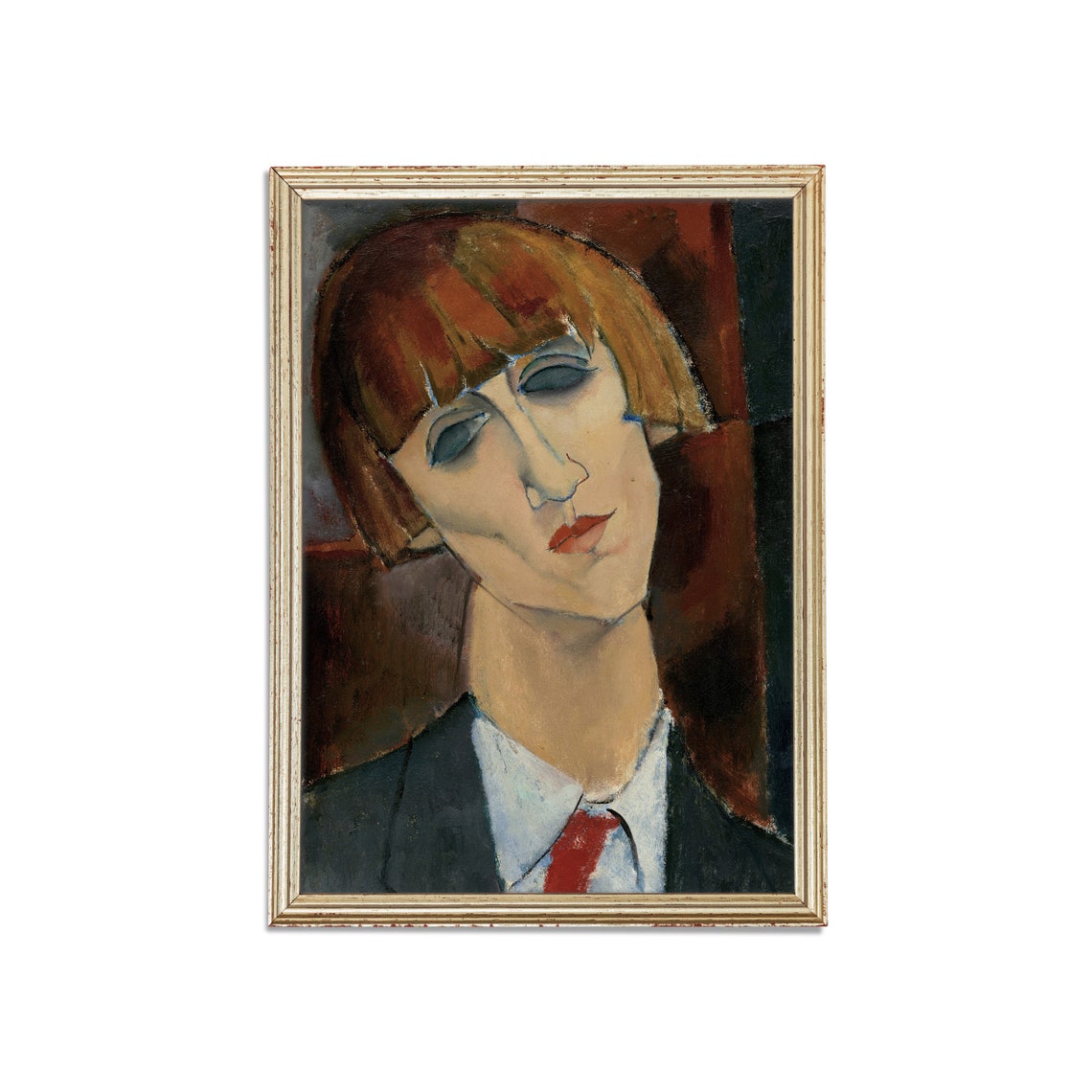 Young Woman with a Red Bob Tilting Her Head Modigliani Poster - Image 3