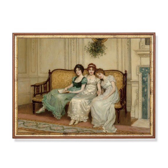 Antique Painting Of Three Women Relaxing On A Sofa Wall Poster