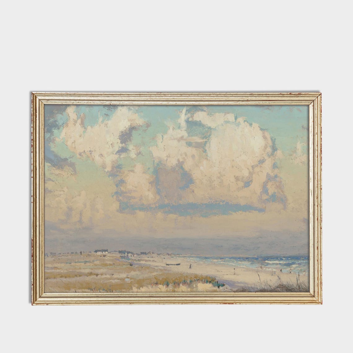 Dramatic Clouds Drifting Over A Sandy Beach Vintage Seascape Poster - Image 3