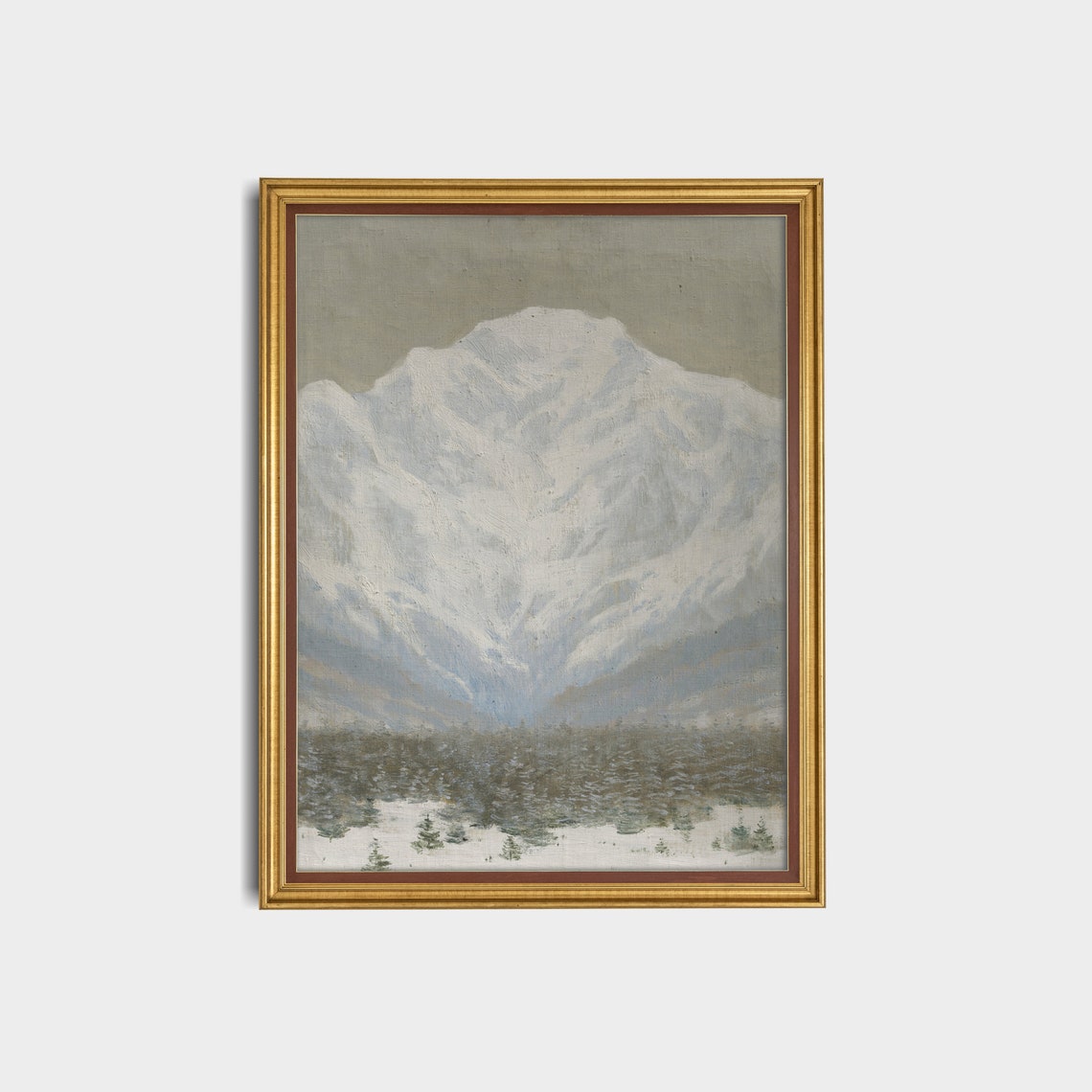 Snow Capped Peak Above Pine Forest Winter Landscape Scene Poster - Image 2