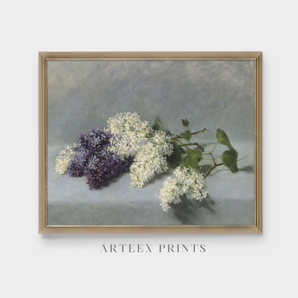 White and Purple Lilac Sprigs Delicate Still Life Floral Poster - Image 5
