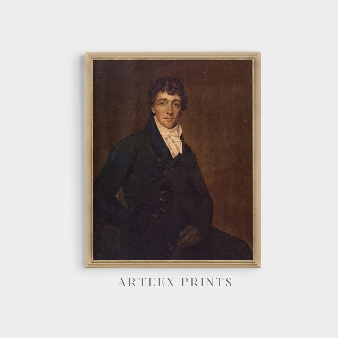 Gentleman in a Dark Coat Antique Victorian Oil Portrait Poster - Image 5