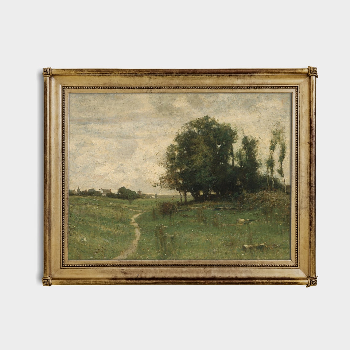 Vintage Landscape Painting Antique Country Landscape Wall Art Farmhouse Decor Livingroom Art Fine Art - Image 4