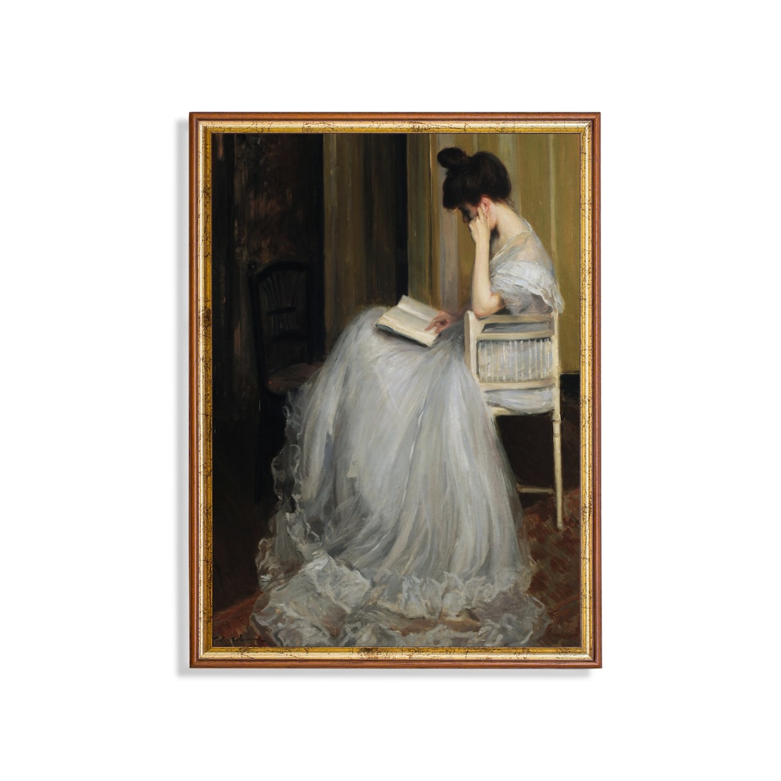 Woman Reading Book, Vintage Victorian Portrait Art Print