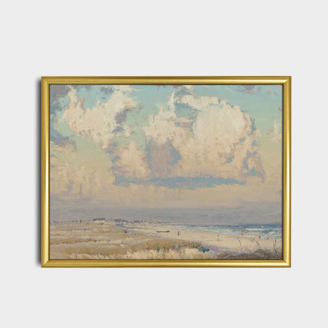 Dramatic Clouds Drifting Over A Sandy Beach Vintage Seascape Poster - Image 2