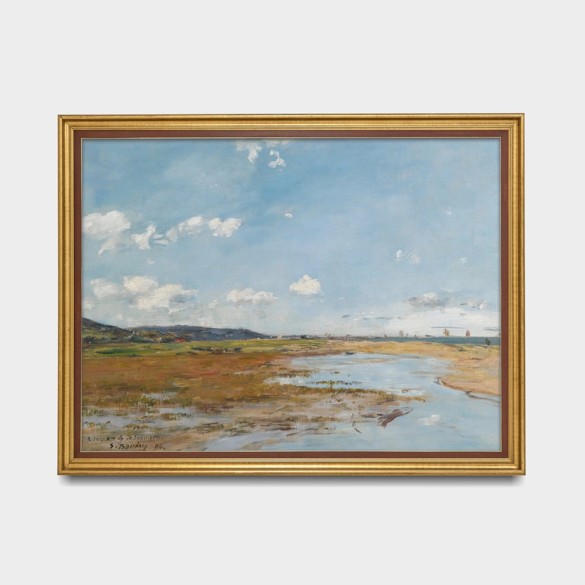 Impressionist Coastal Tidal Inlet Seascape with Sailboats Print - Image 5