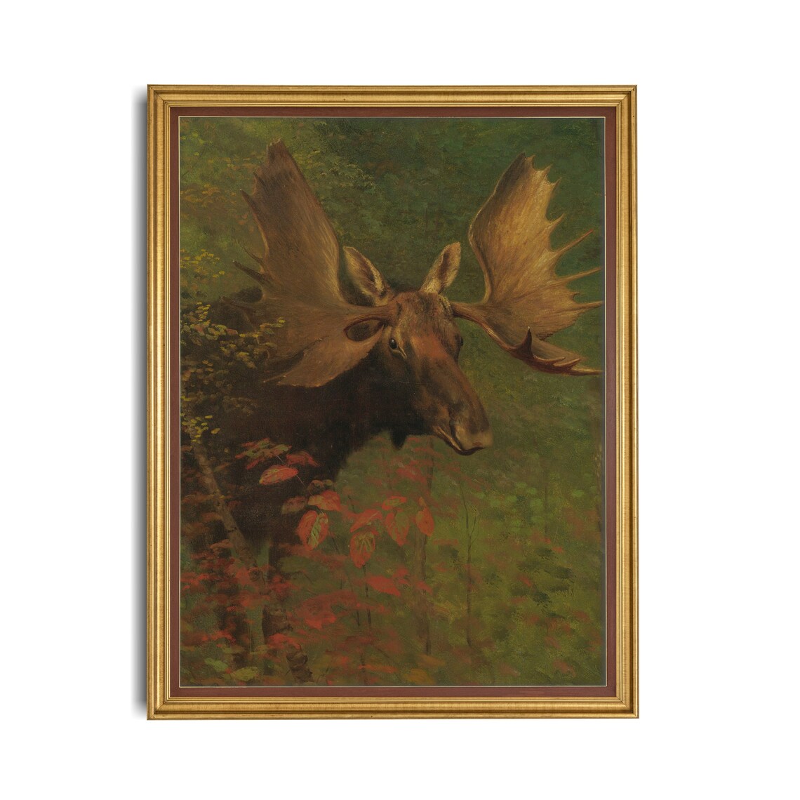 Bull Moose With Grand Antlers in an Autumn Forest Vintage Poster - Image 3