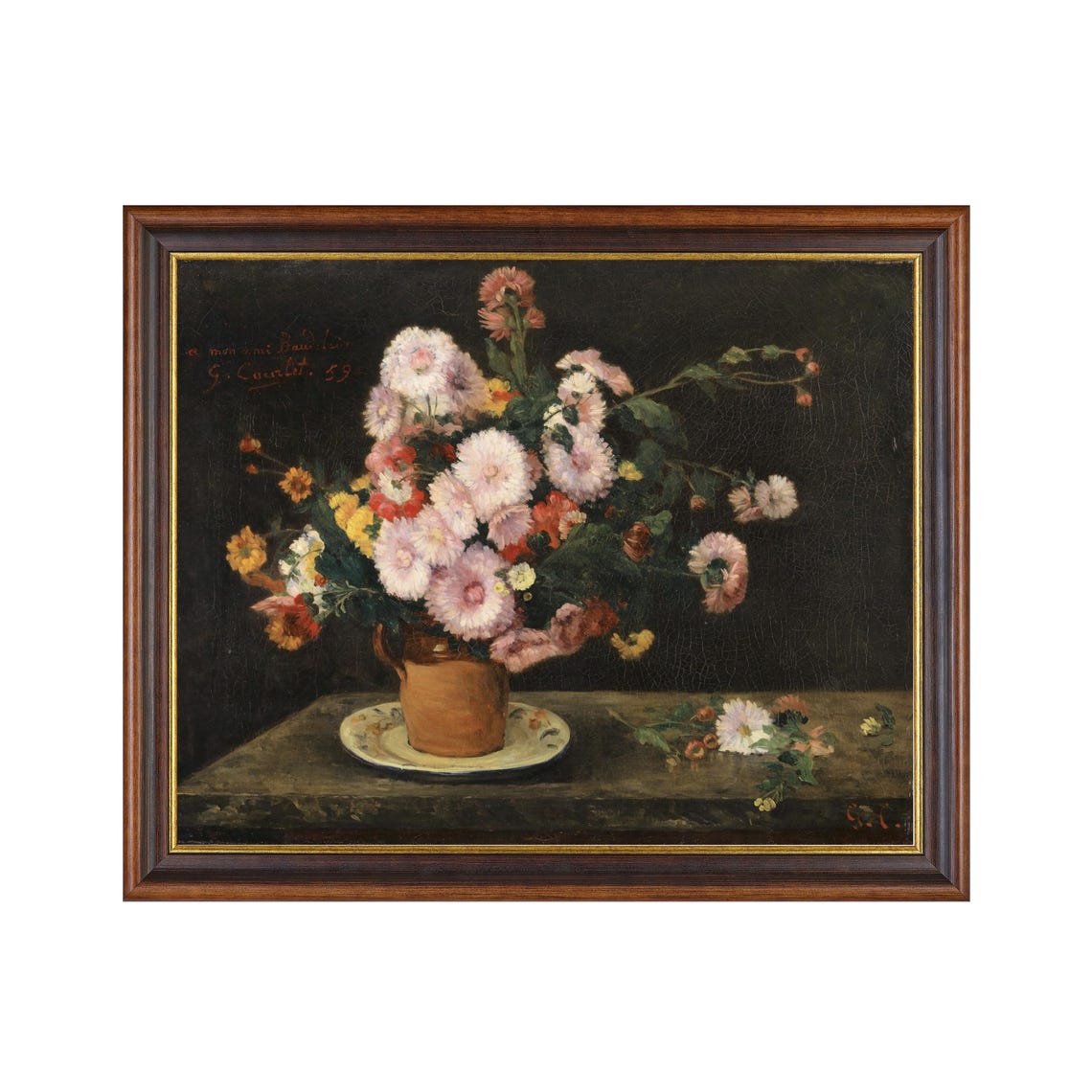 Bouquet Of Asters Print Gustave Courbet Floral Still Life Vintage Botanical Wall Art Classic French Painting Fine Art Flower Decor - Image 4