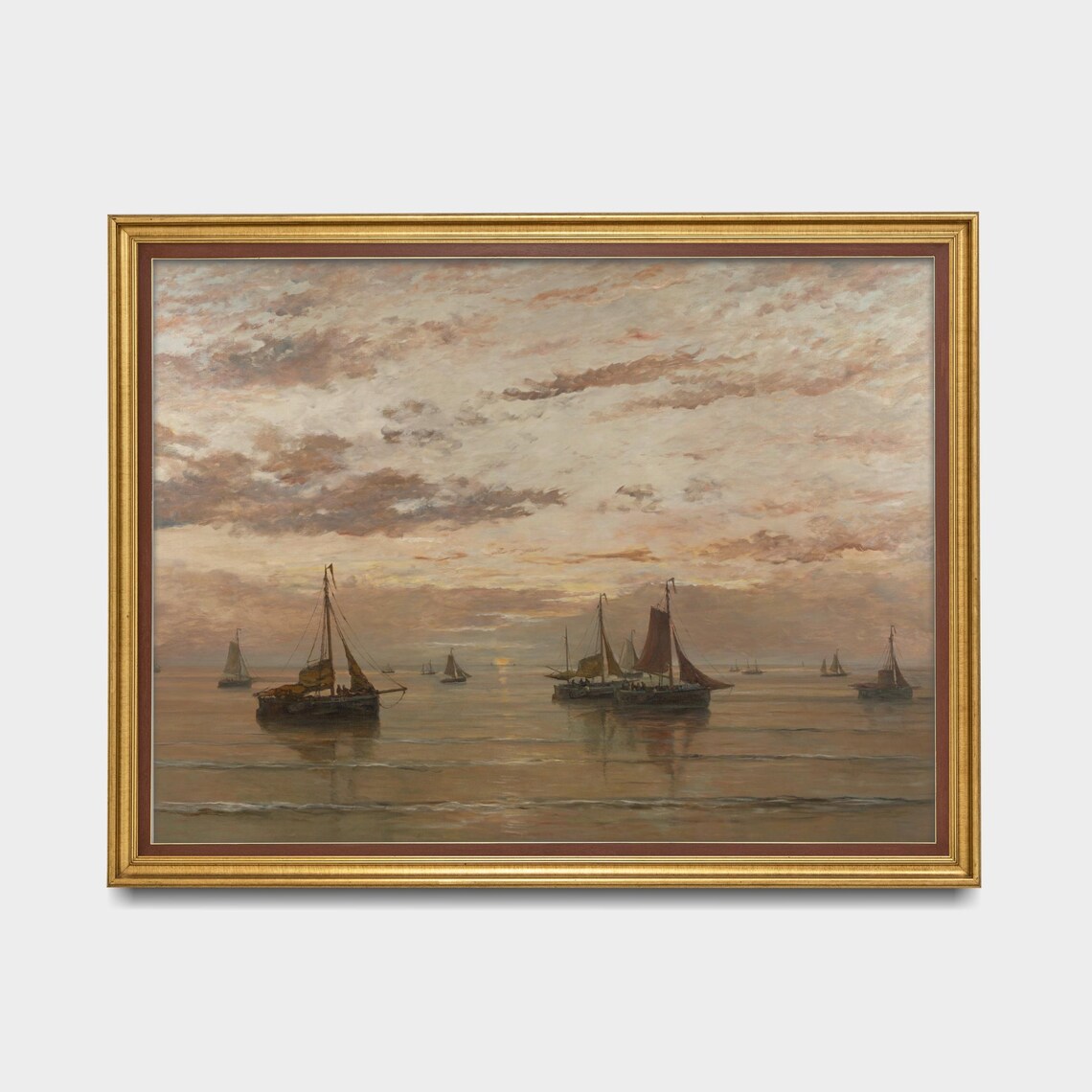 Vintage Sailing Ship Painting, Antique Seascape Art Print - Image 5