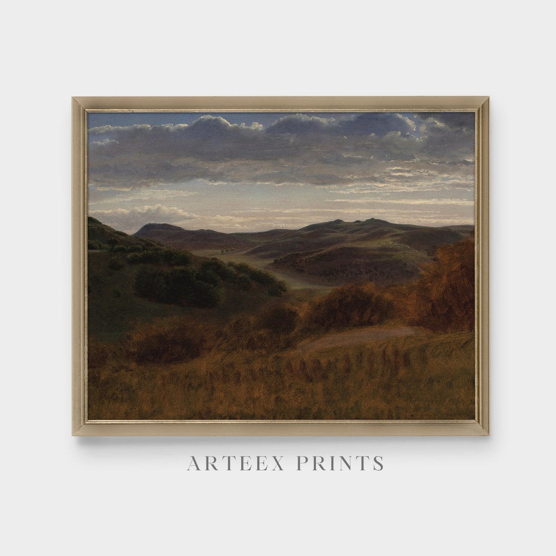 Rolling Hills Under Dramatic Clouds Vintage Landscape Poster - Image 4