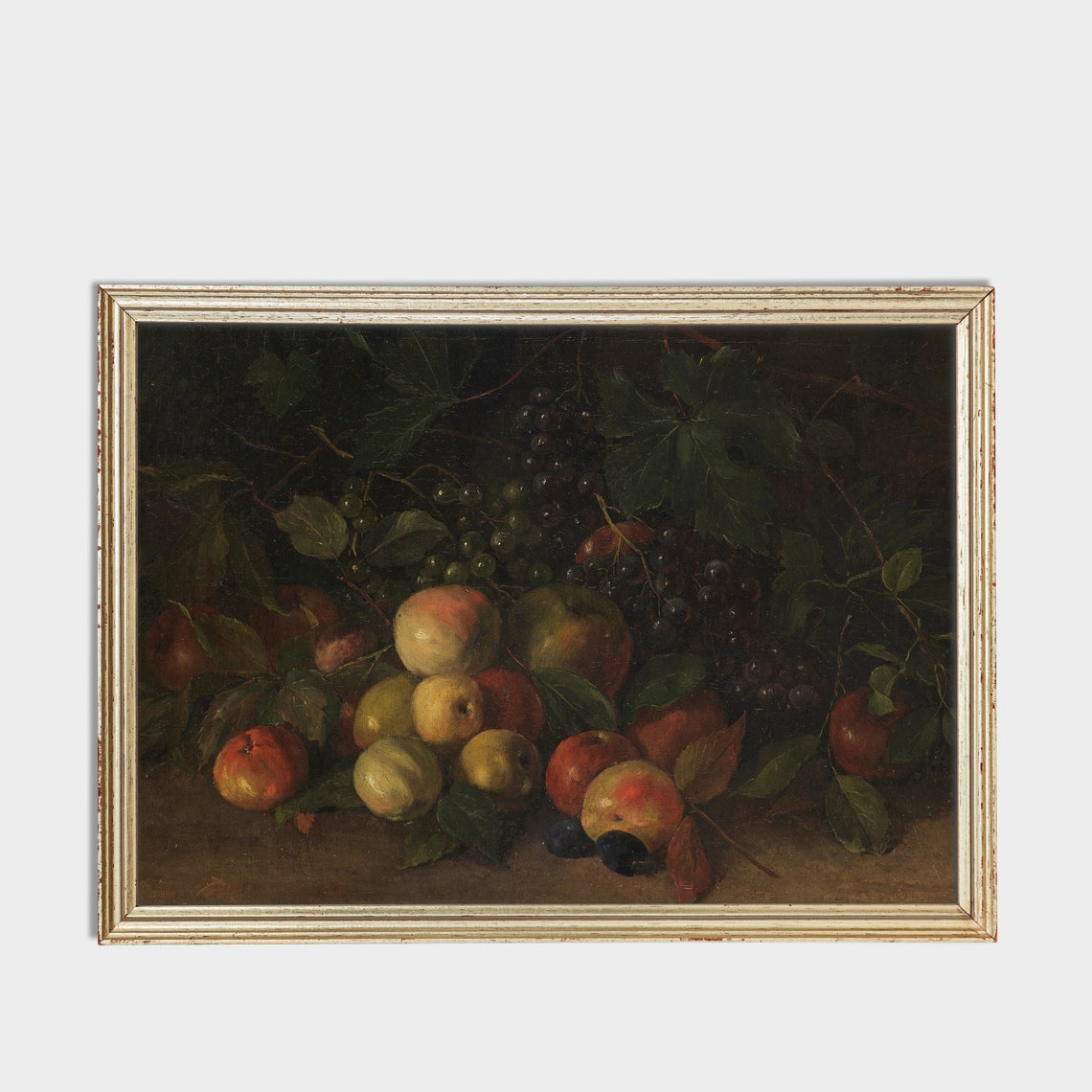 Still Life Apples Grapes Plums Vintage Fruit Painting Poster - Image 3