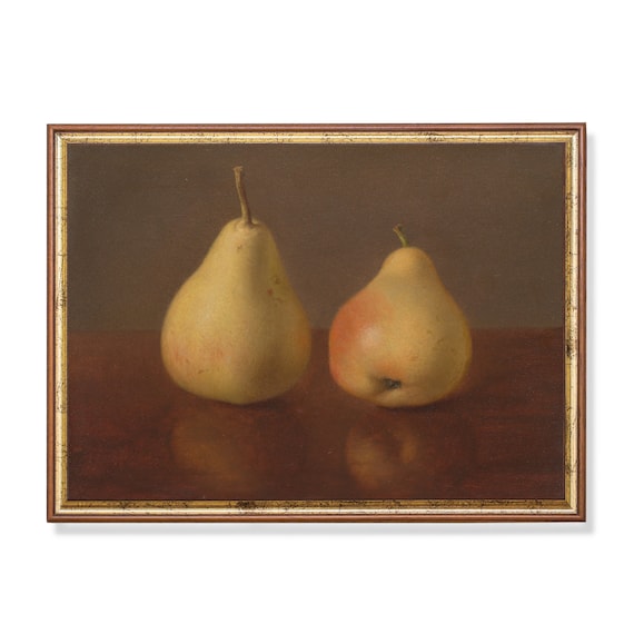 Printed And Shipped Vintage Still Life With Pears Antique Kitchen Decor Fruits Painting Farmhouse Rustic Fine Art Physical Prints