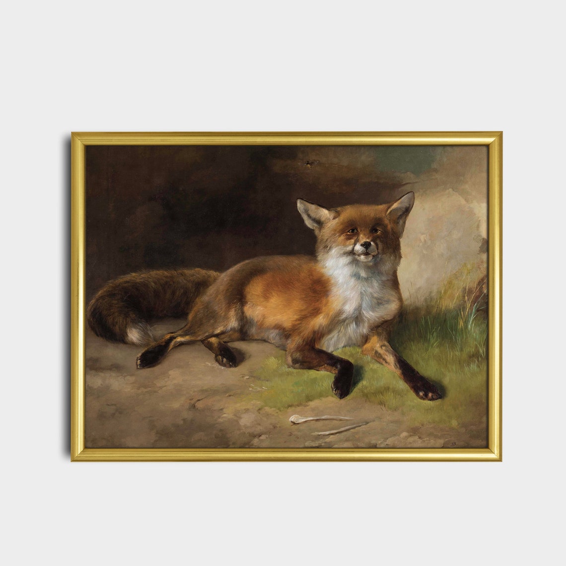 Red Fox Resting in Grass Vintage Realistic Animal Portrait Poster - Image 5