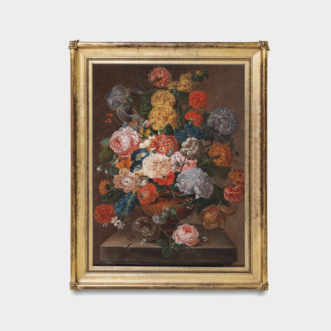 Colorful Peony and Rose Bouquet With Birds Nest Floral Poster - Image 3