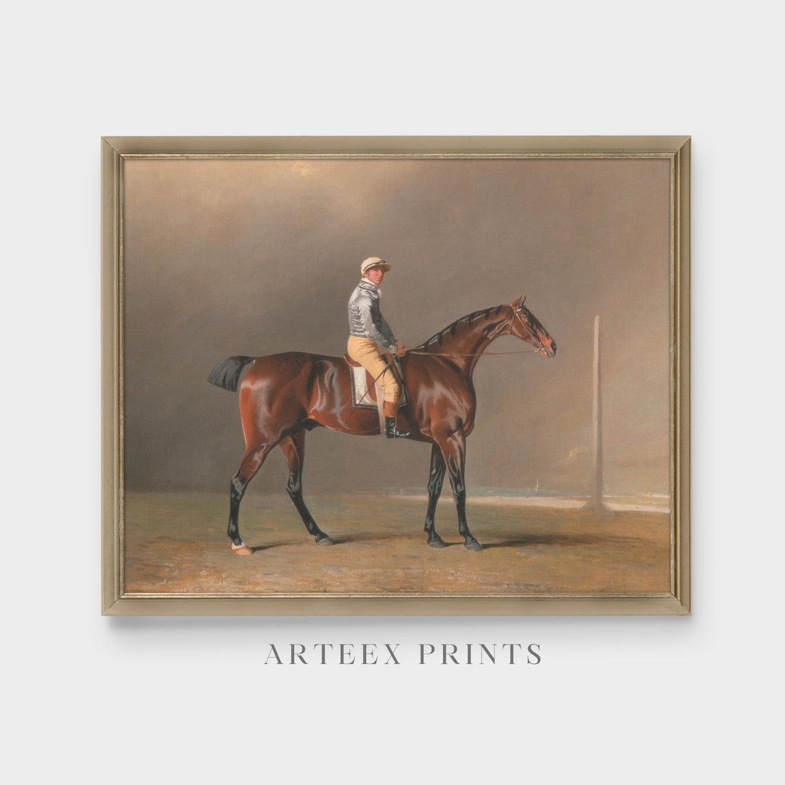 Jockey Up on a Bay Racehorse Antique Equestrian Portrait Poster - Image 5