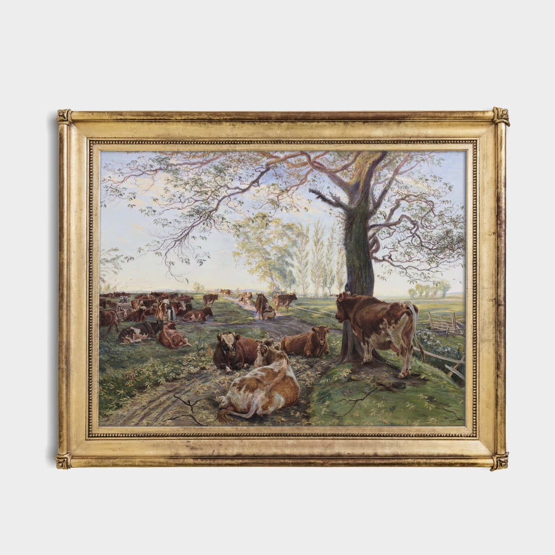 Vintage Cattle Painting Antique Cow Print Farmhouse Decor Wall Art Farm Animal Oil Painting Fine Art - Image 4
