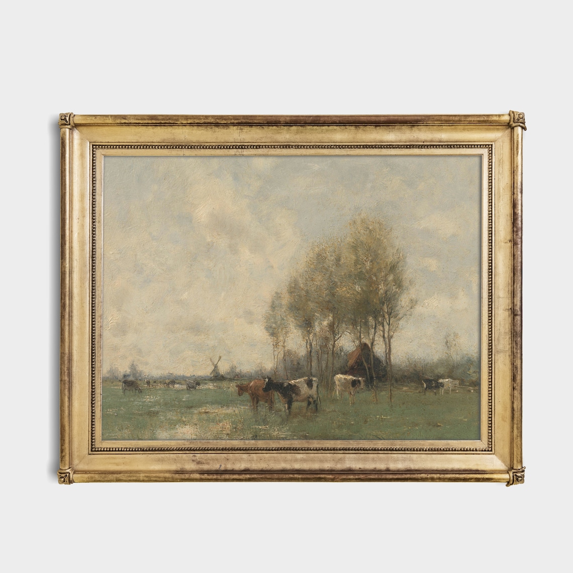 Vintage Country Landscape with Grazing Cattle Art Print - Image 2