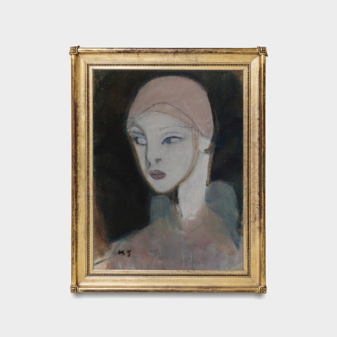 Modernist Woman In Pink Cap Abstract Portrait Painting Poster - Image 3