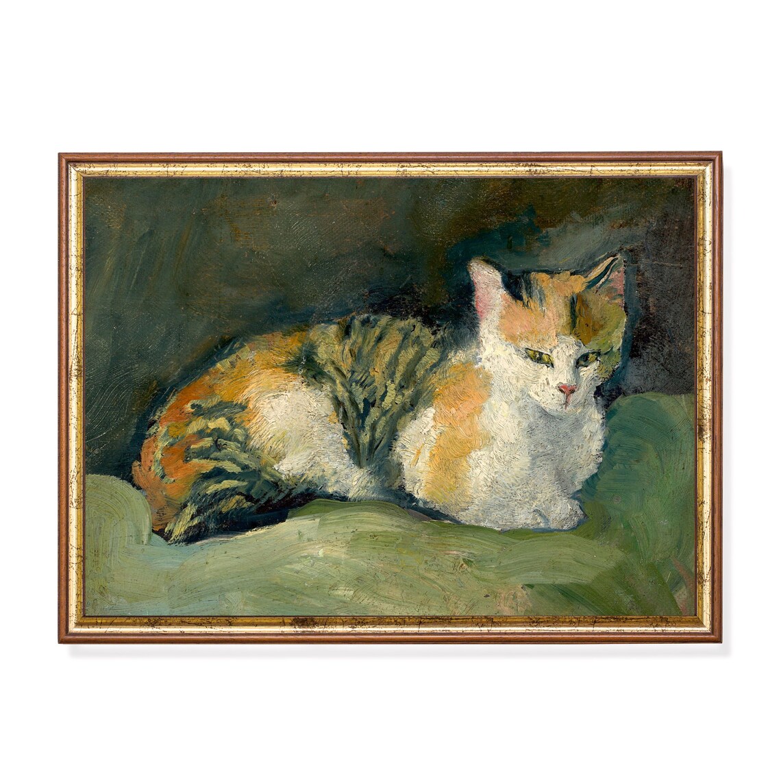 Vintage Cat Antique Pet Portrait Art Print, Farmhouse Decor