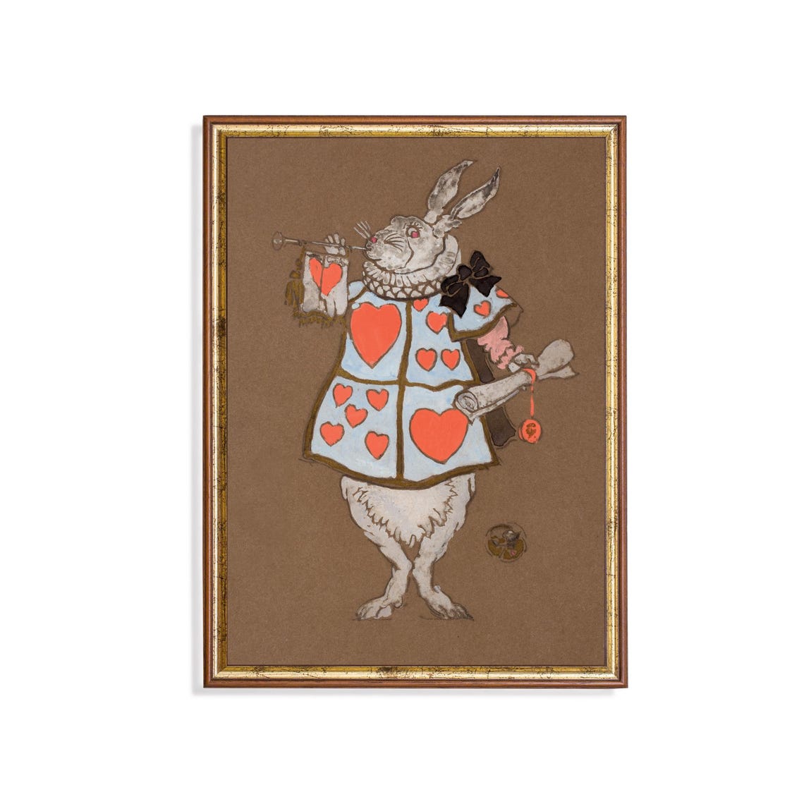 Vintage White Rabbit Alice In Wonderland Storybook Illustration Poster - Image 4