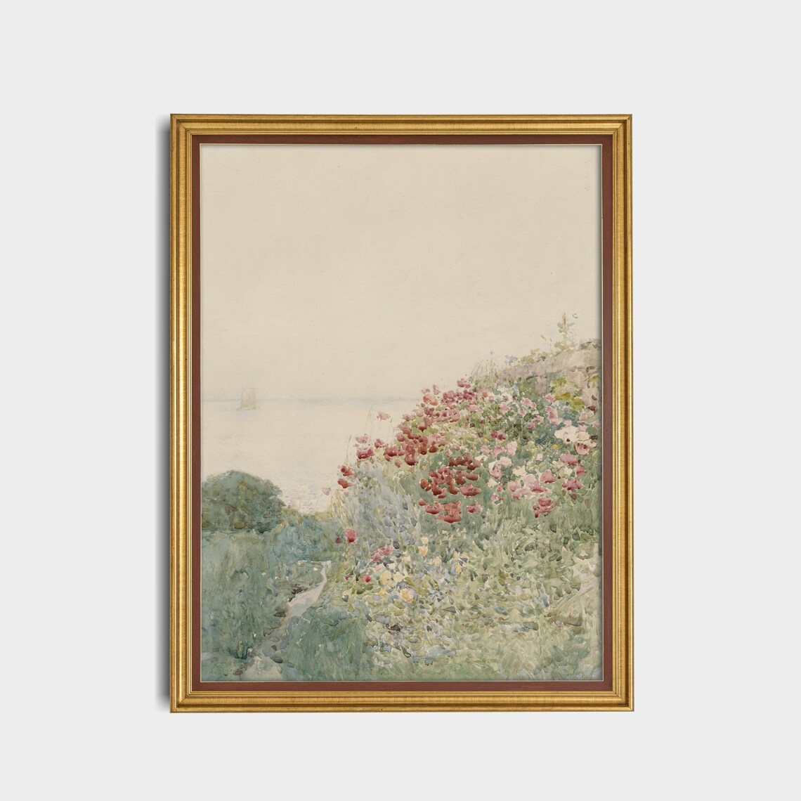 Antique Poppy Field Vintage Landscape Art Print - Image 3
