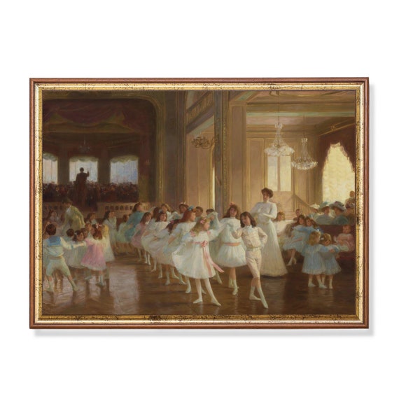 Print And Ship Vintage Figurative Print Antique Wall Art Childrens Dance At Studio Victorian Art Mailed Print Dance Room Decor