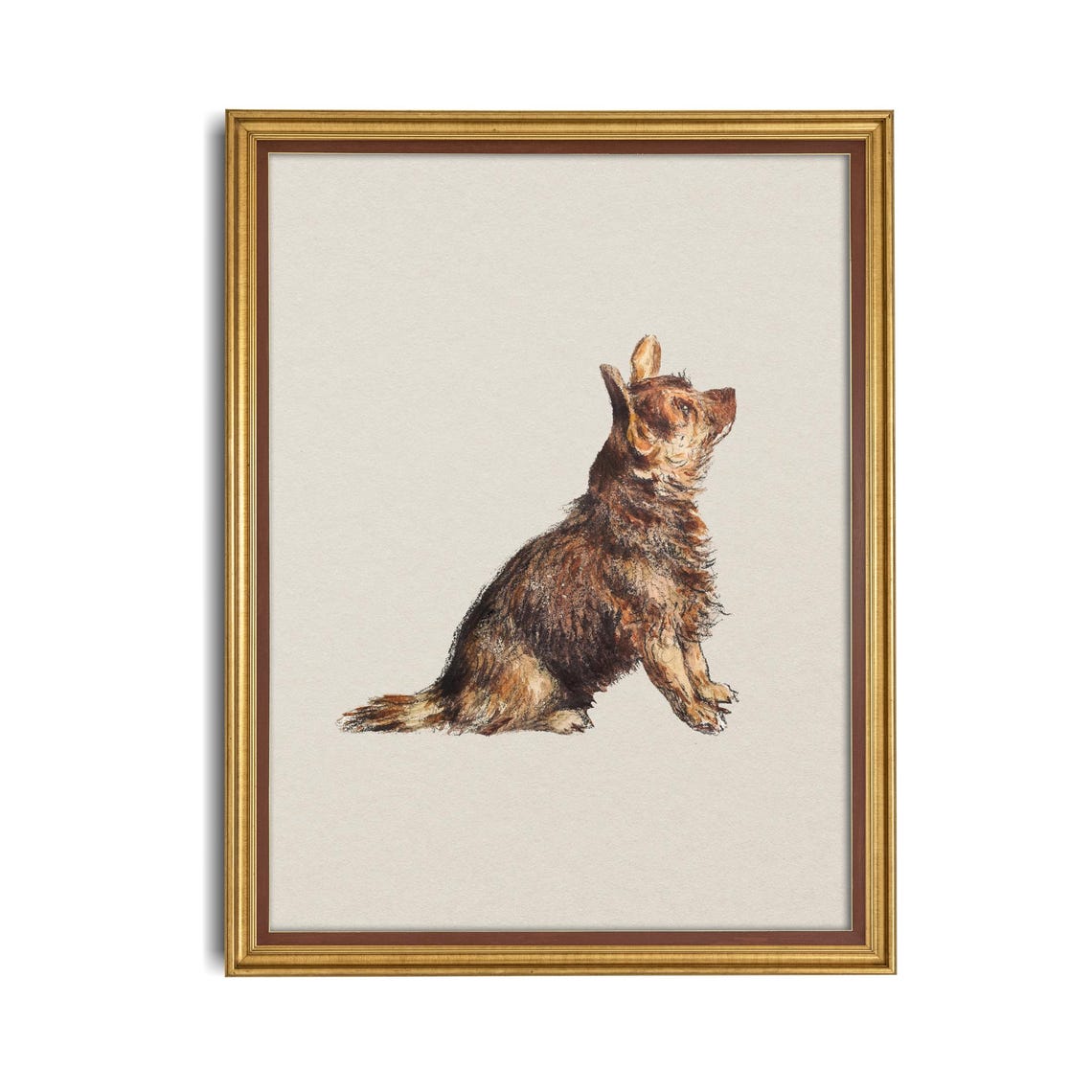 Small Brown Terrier Sitting and Looking Up Sketch Study Poster - Image 4