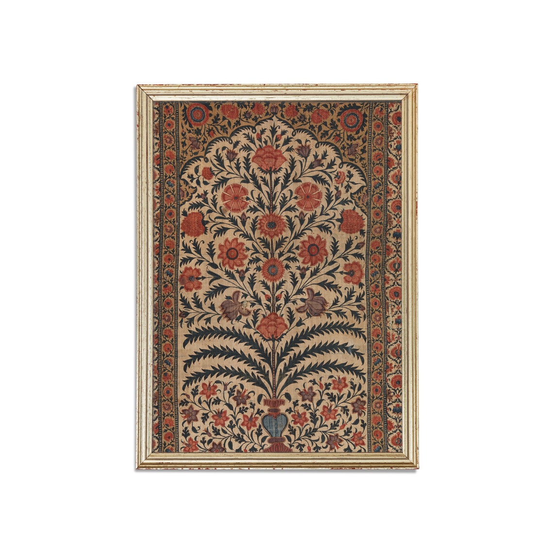 Antique Tree of Life Floral Textile Panel Vintage Botanical Poster - Image 4