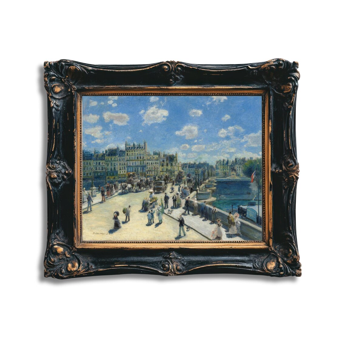 Renoir Pont Neuf Paris Crowded Bridge Impressionist Cityscape Poster
