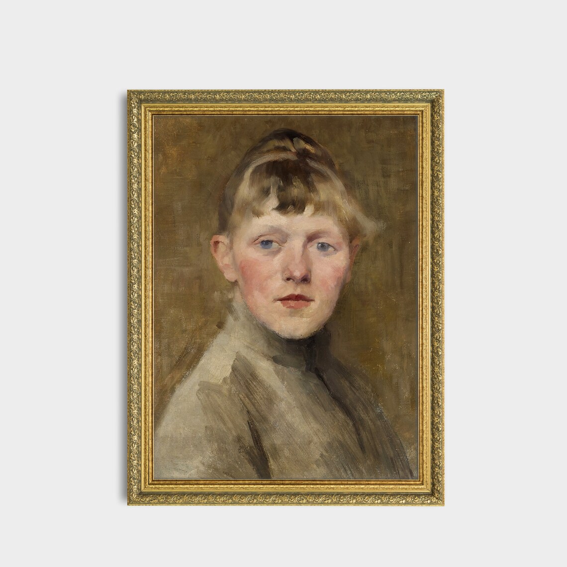 Impressionist Portrait of a Young Blonde Girl Antique Poster - Image 3
