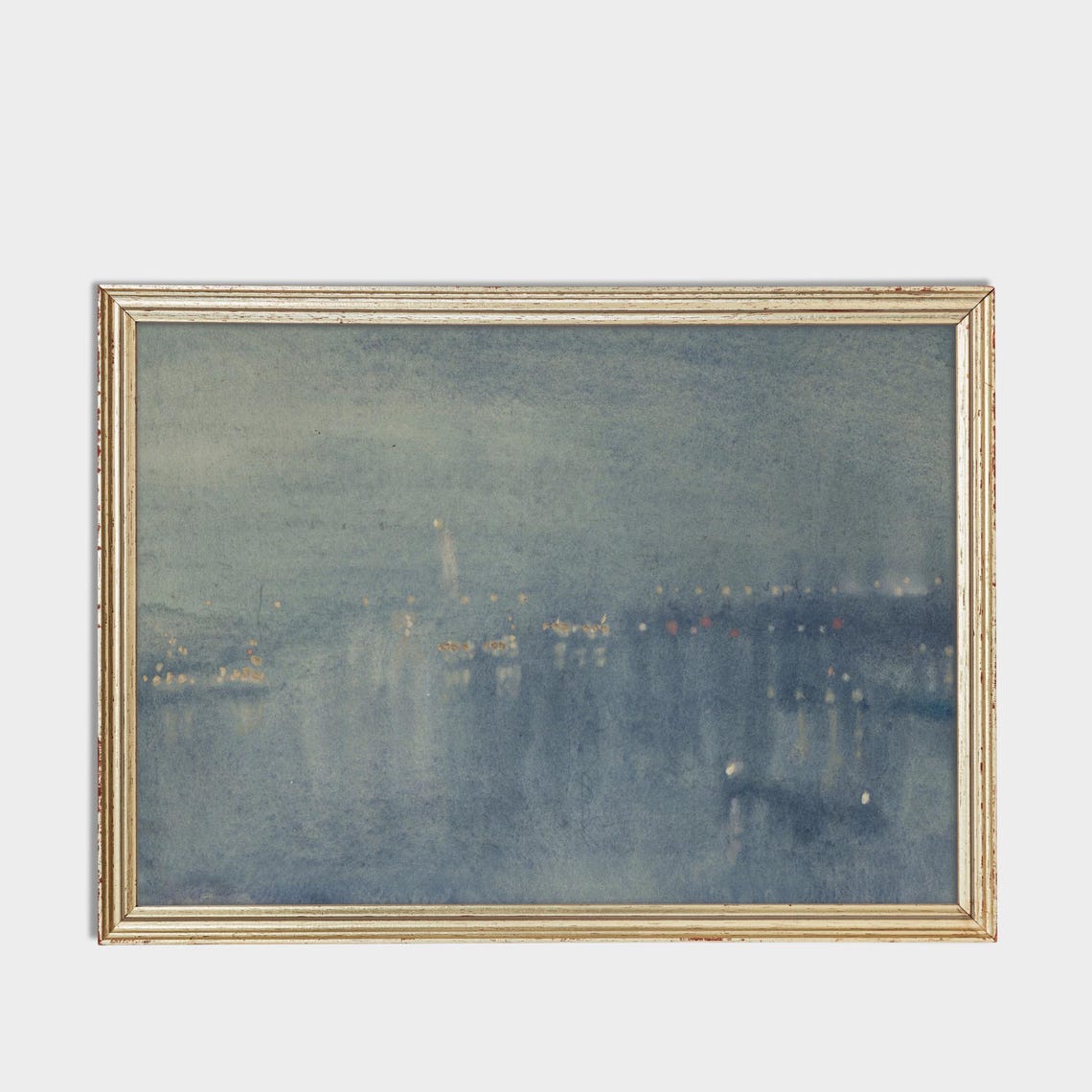 Foggy Night City Lights Over Water Tonalist Moody Nocturne Art Poster - Image 3