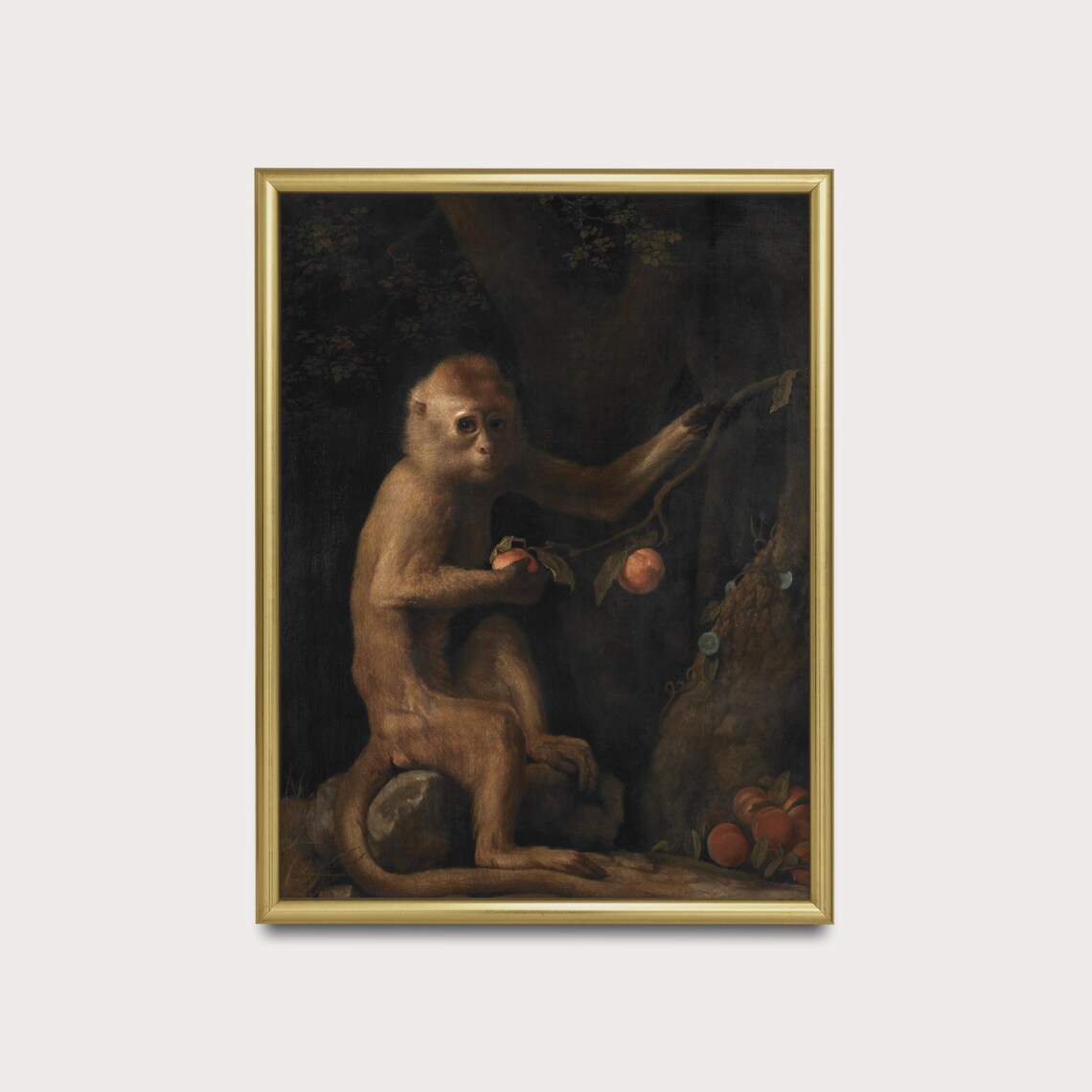 Vintage Monkey Painting Art Print, Dark Academia - Image 3