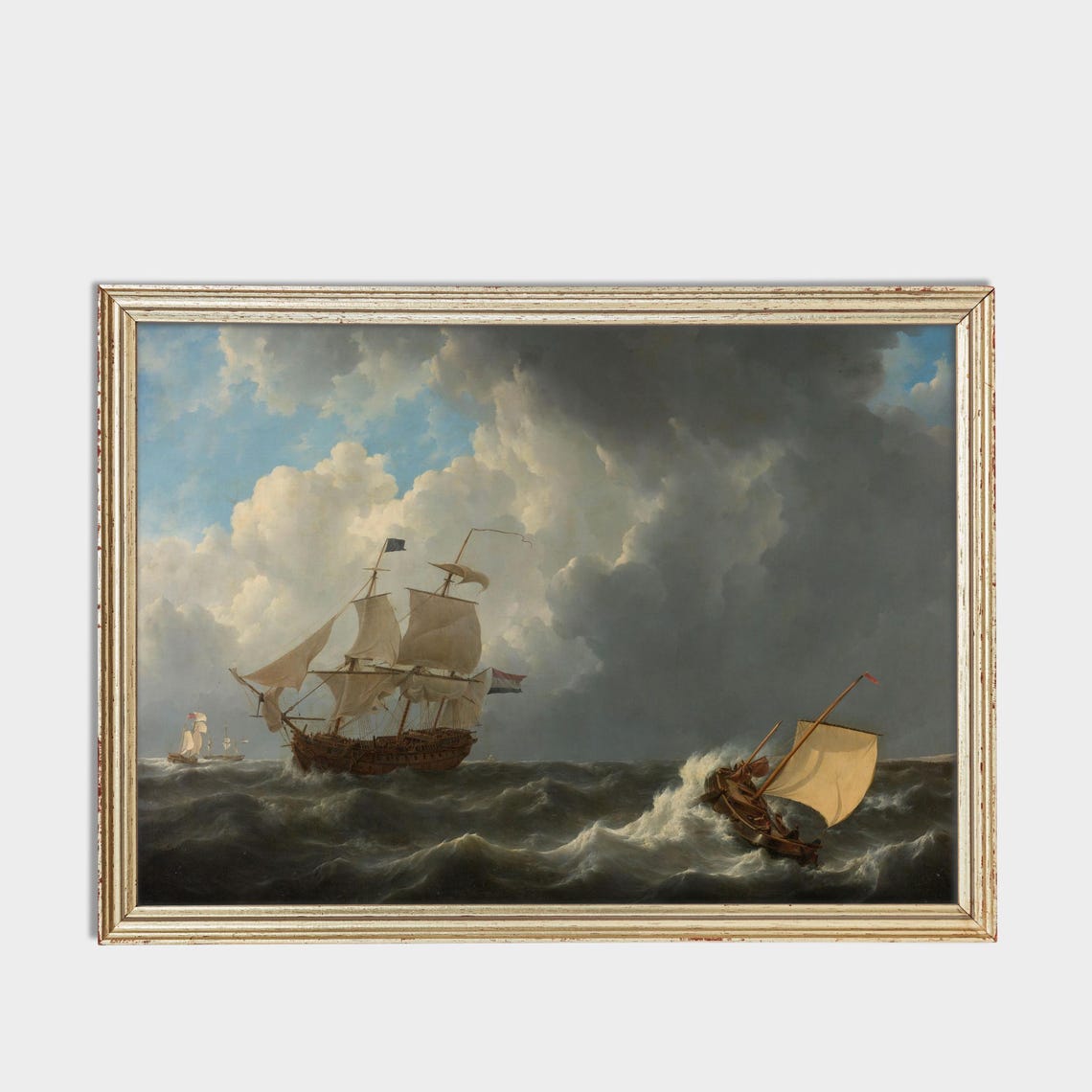 Majestic Tall Ships Battling a Stormy Sea Dramatic Maritime Poster - Image 3