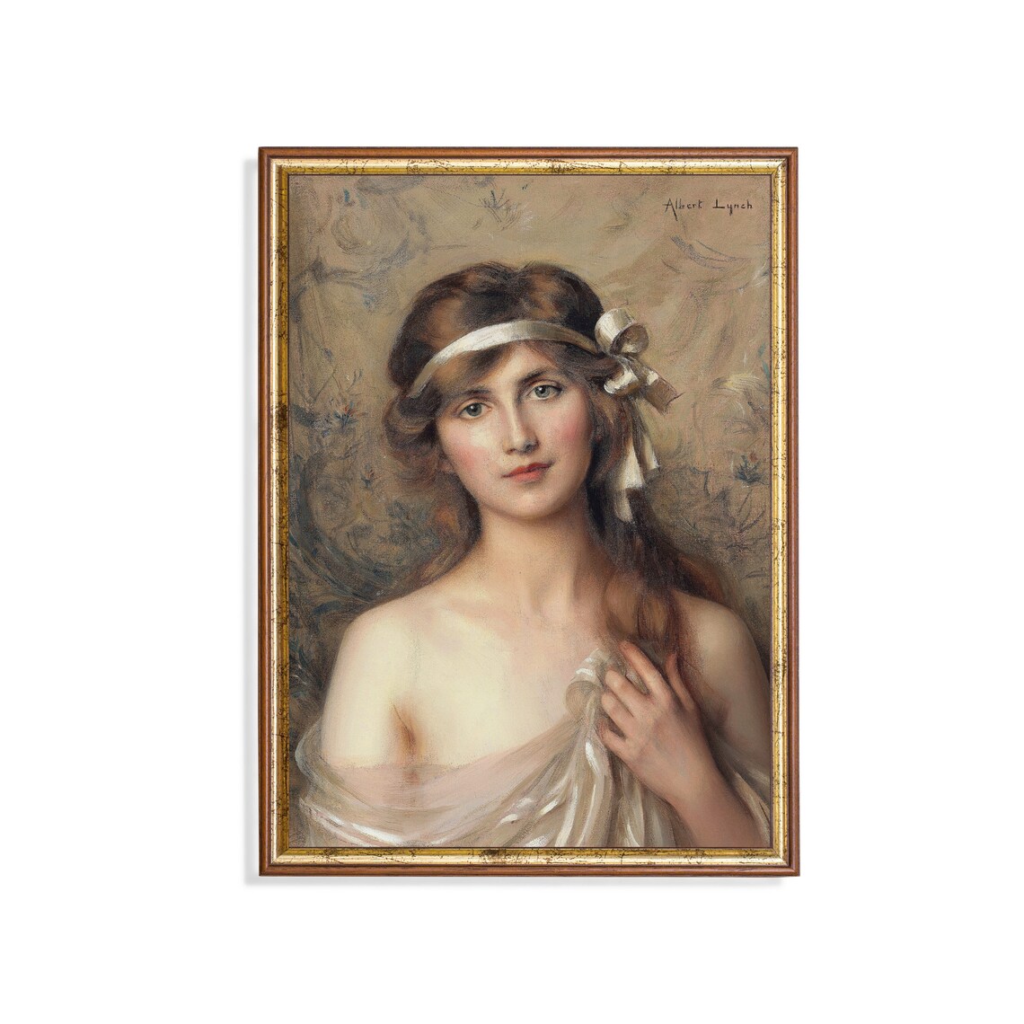 Young Woman With Ribbon Headband Albert Lynch Portrait Poster