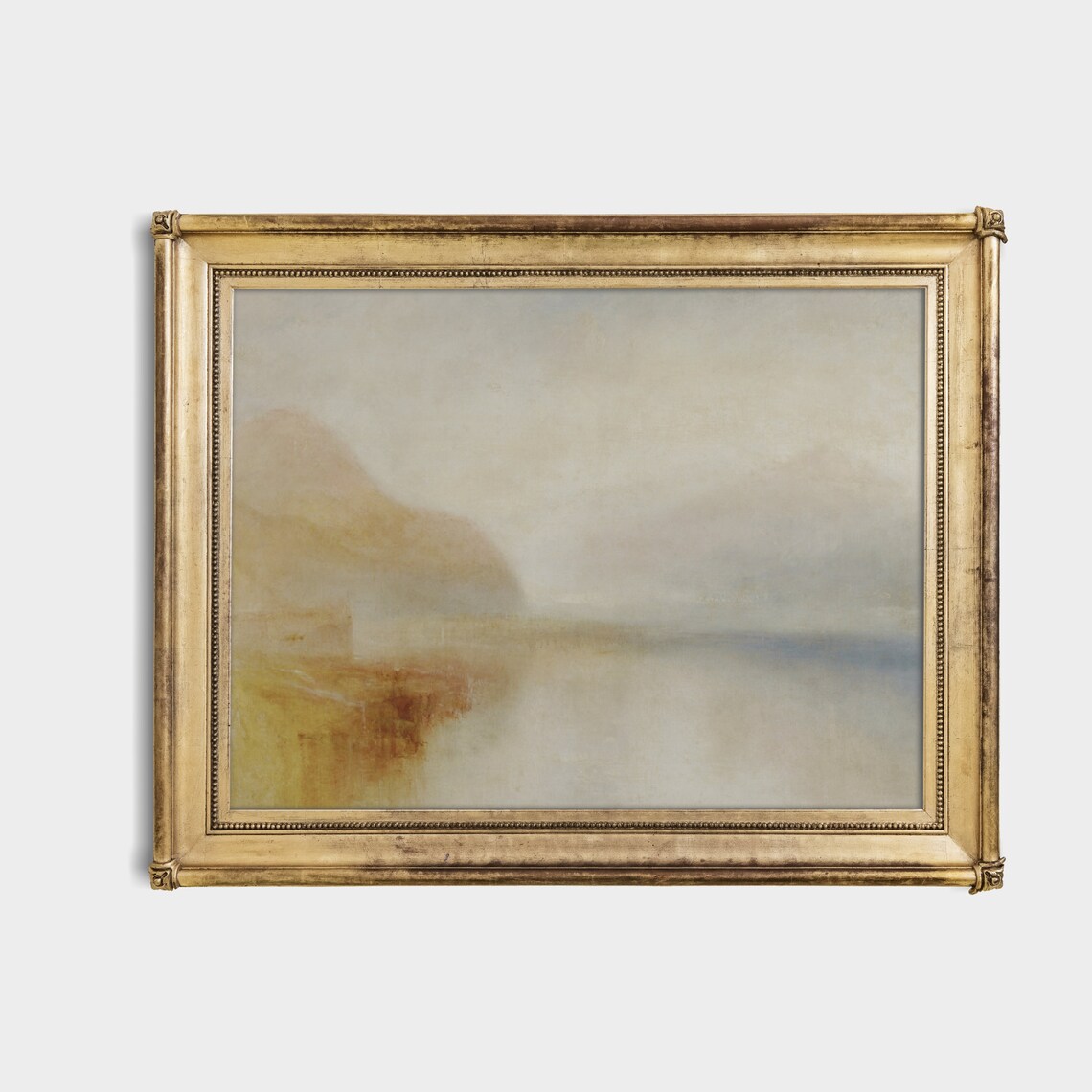 Soft Tonal Misty Lake Landscape in Warm Golden Hues Vintage Poster - Image 4