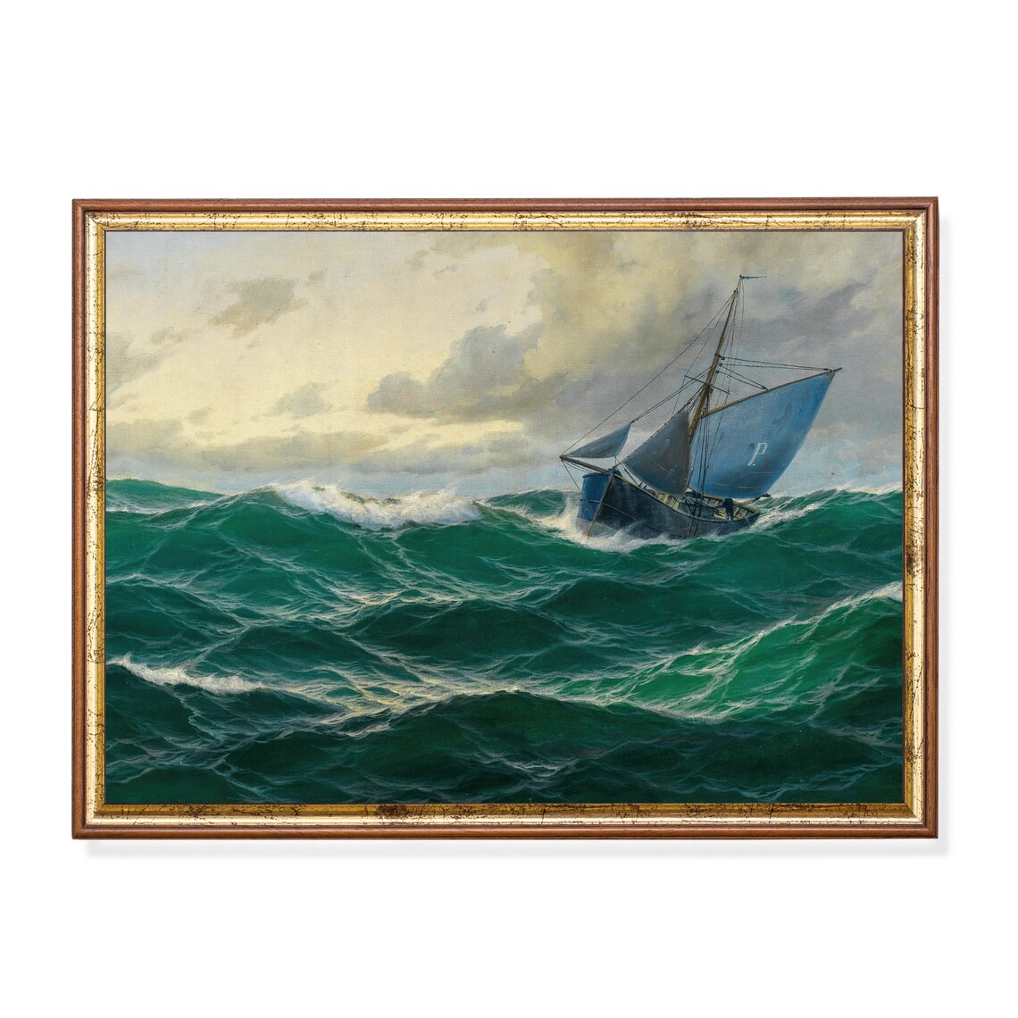 Vintage Sailing Ship Seascape Art Print, Nautical Decor