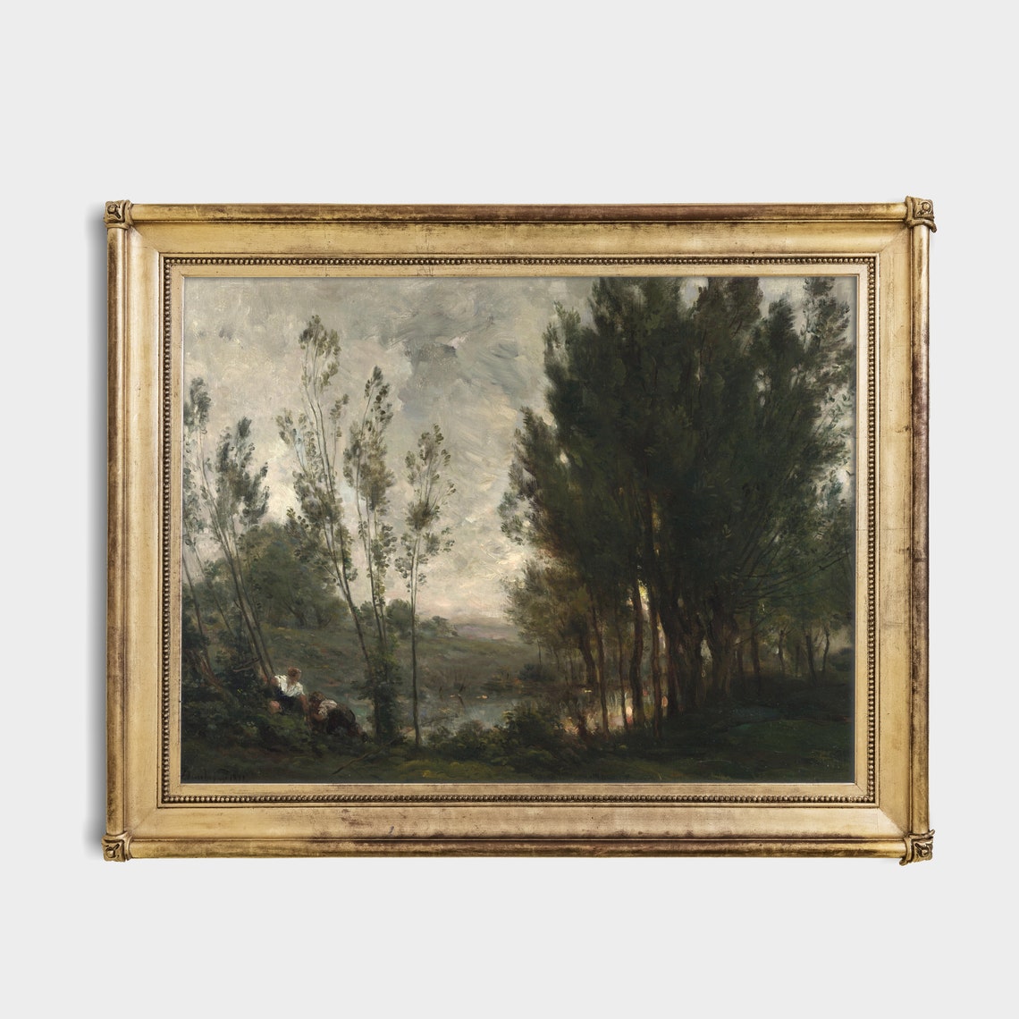 Quiet River Beneath Tall Poplars Barbizon School Landscape Art Poster - Image 3