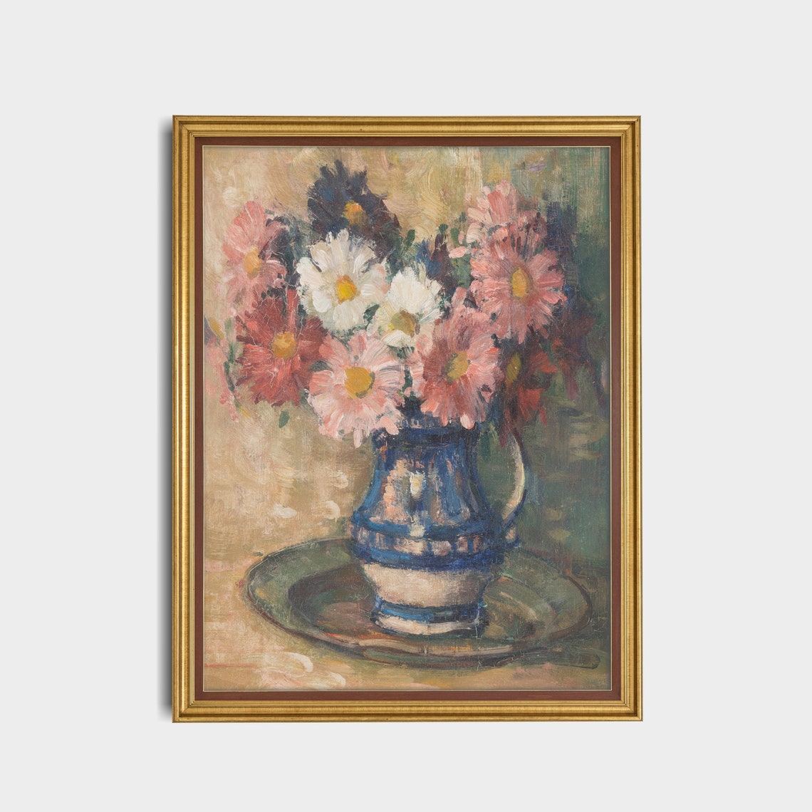 Vintage Daisies in Blue Jug Rustic Farmhouse Floral Still Life Poster - Image 4