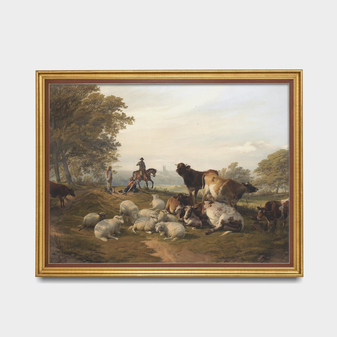 Vintage Country Landscape Antique Cows Painting Farmhouse Decor Oil Painting Print Wall Art Fine Art - Image 3