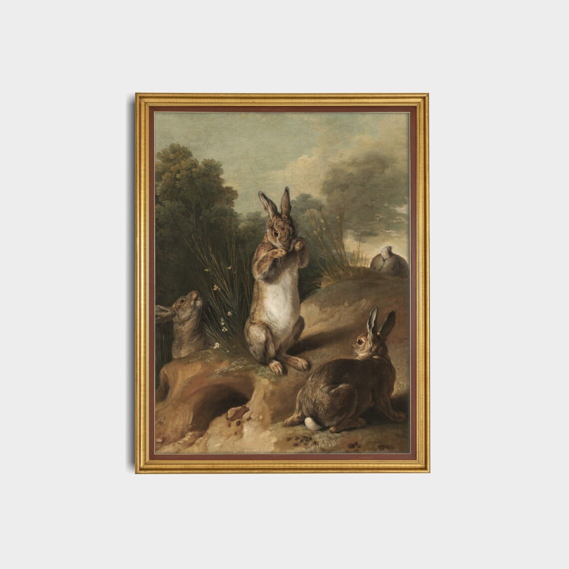 Vintage Rabbit Painting, Rustic Farmhouse Art Print - Image 3