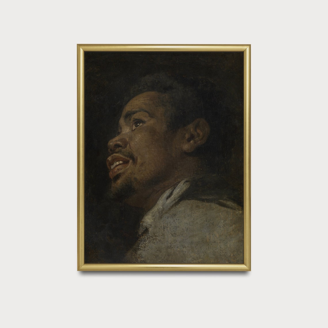 Laughing Man in Profile Dramatic Chiaroscuro Portrait Poster - Image 5