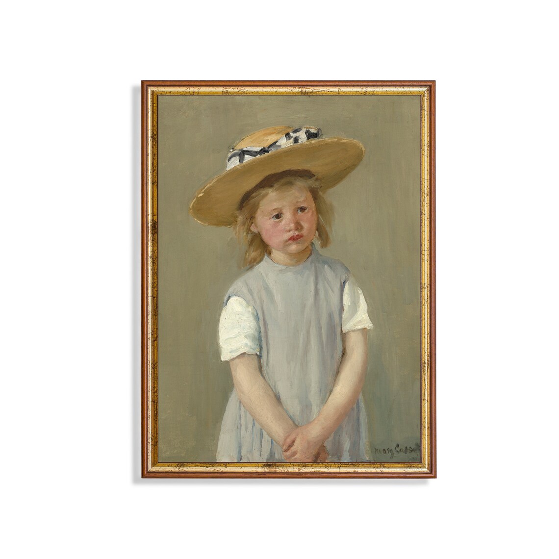 Vintage Child Portrait, Rustic 19th-Century Art Print