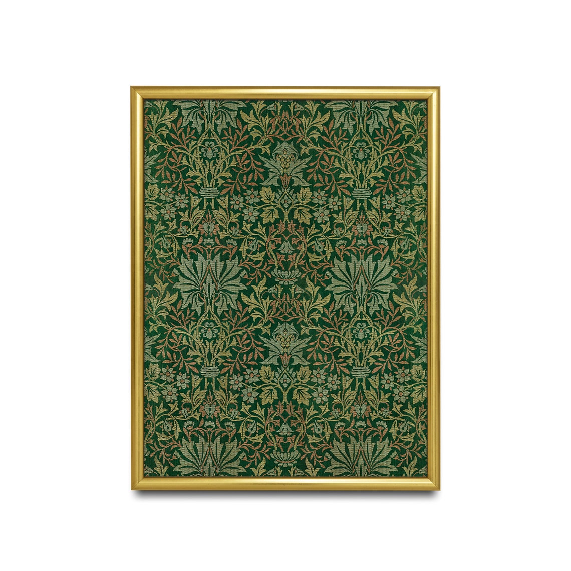 Green Botanical Damask Vintage Textile Pattern Tapestry Poster - Image 2