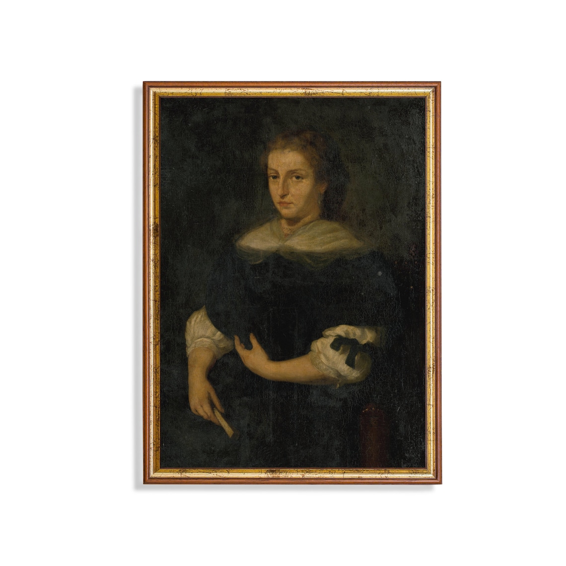 Woman in Dark Dress Holding a Letter Baroque Style Portrait Poster