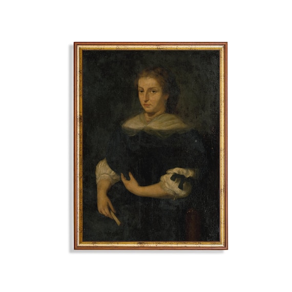 Woman in Dark Dress Holding a Letter Baroque Style Portrait Poster