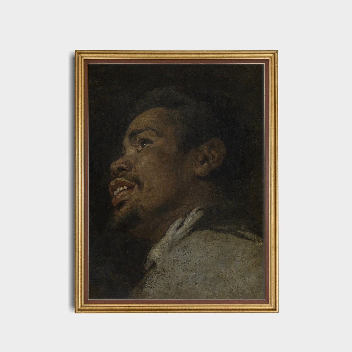 Laughing Man in Profile Dramatic Chiaroscuro Portrait Poster - Image 2